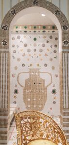 Tiled shower room with arch