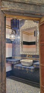 Bathroom sink through entrance