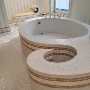 Bathtub made of small square tiles