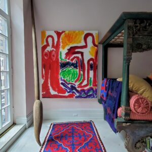 Painting by window and lounge