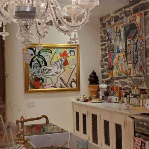 Kitchen with rooster painting