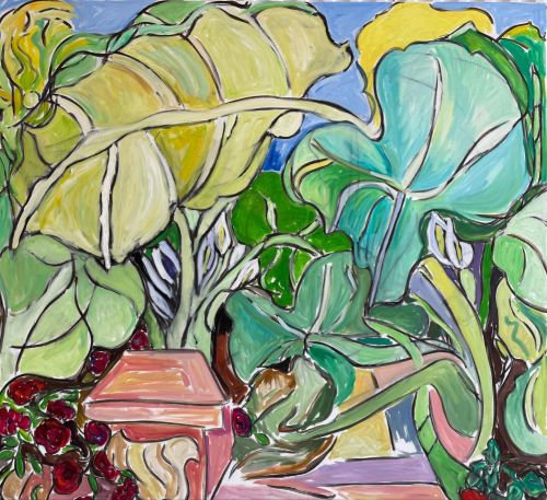 Painting of giant leaves