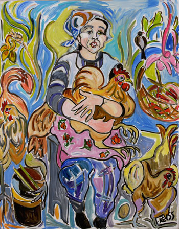 Painting with mother and child