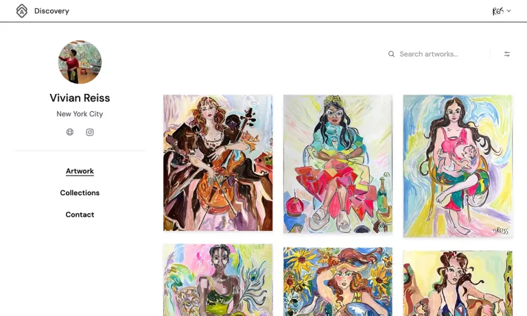 Vivian's Artwork Archive profile page